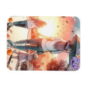 Jonge moeder met dochters dag uit magneet (Horizontaal)