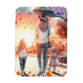 Jonge moeder met dochters dag uit magneet (Verticaal)