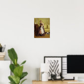 Jonge moeder met haar kinderen in een salon poster (Thuiskantoor)