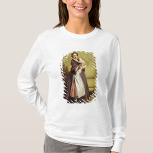 Jonge moeder met haar kinderen in een salon t-shirt