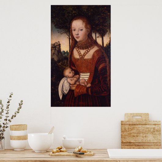 Jonge moeder met kind poster (Keuken)