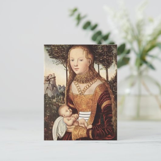 Jonge moeder met kind van Lucas Cranach de Ouder Briefkaart (Staand voorkant)