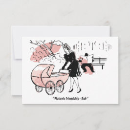 Jonge moeder met kinderwagen, grappig save the date