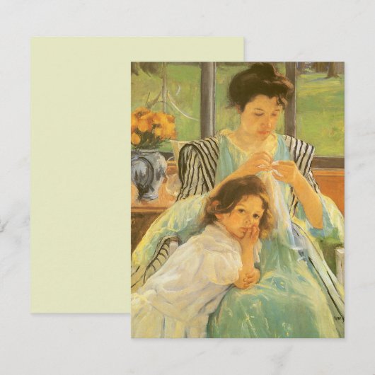 Jonge moeder naai door Mary Cassatt, kunst (Voorkant / Achterkant)