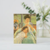 Jonge moeder naai door Mary Cassatt,  kunst Briefkaart (Staand voorkant)