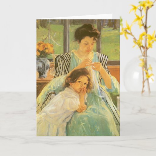 Jonge moeder naai door Mary Cassatt, kunst Kaart (Gele Bloem)