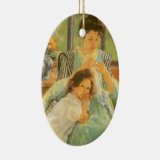 Jonge moeder naai door Mary Cassatt,  kunst Keramisch Ornament (Rechts)