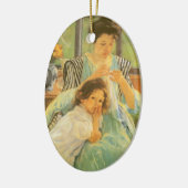 Jonge moeder naai door Mary Cassatt,  kunst Keramisch Ornament (Links)