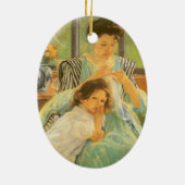 Jonge moeder naai door Mary Cassatt,  kunst Keramisch Ornament (Achterkant)