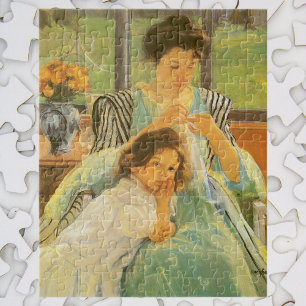 Jonge moeder naai door Mary Cassatt,  kunst Legpuzzel