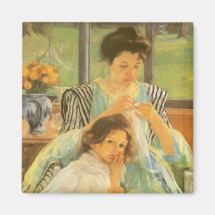 Jonge moeder naai door Mary Cassatt,  kunst Magneet