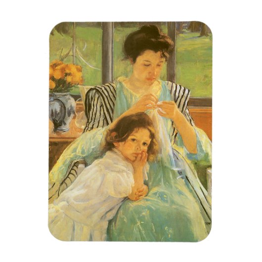 Jonge moeder naai door Mary Cassatt,  kunst Magneet (Verticaal)