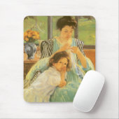 Jonge moeder naai door Mary Cassatt,  kunst Muismat (Met muis)