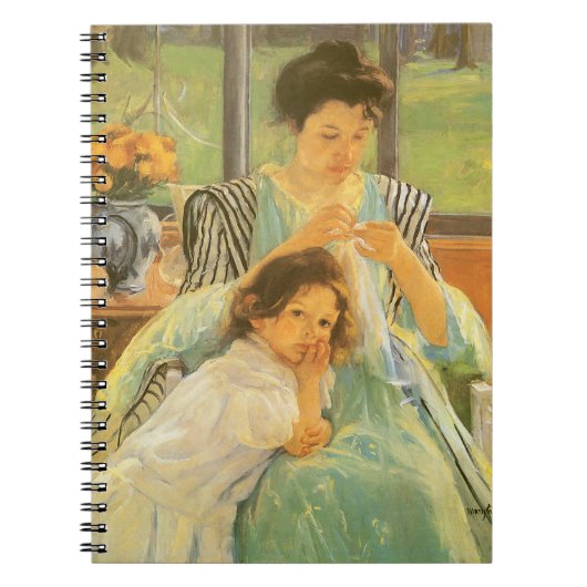 Jonge moeder naai door Mary Cassatt,  kunst Notitieboek (Voorkant)
