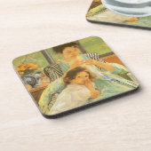 Jonge moeder naai door Mary Cassatt,  kunst Onderzetter (Linkerzijde)