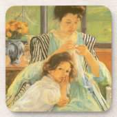Jonge moeder naai door Mary Cassatt,  kunst Onderzetter (Voorkant)