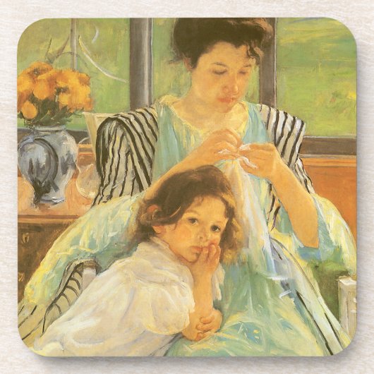 Jonge moeder naai door Mary Cassatt,  kunst Onderzetter (Voorkant)
