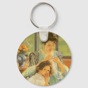 Jonge moeder naai door Mary Cassatt,  kunst Sleutelhanger
