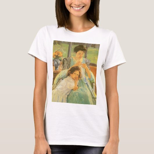 Jonge moeder naai door Mary Cassatt, kunst T-shirt (Voorkant)