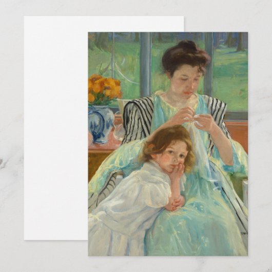 Jonge moeder naaien | Mary Cassatt (Voorkant / Achterkant)