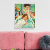 Jonge moeder naaien | Mary Cassatt Canvas Afdruk (Insitu (Woonkamer))