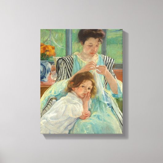 Jonge moeder naaien | Mary Cassatt Canvas Afdruk (Voorkant)