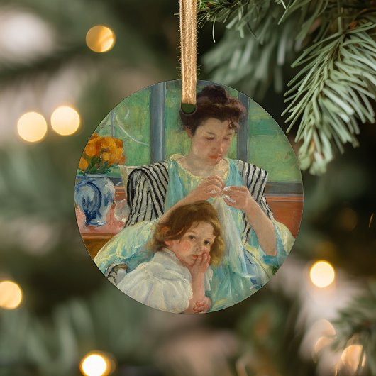 Jonge moeder naaien | Mary Cassatt Keramisch Ornament