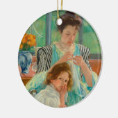 Jonge moeder naaien | Mary Cassatt Keramisch Ornament (Links)