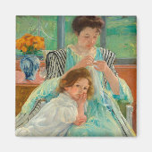 Jonge moeder naaien | Mary Cassatt Magneet (Voorkant)