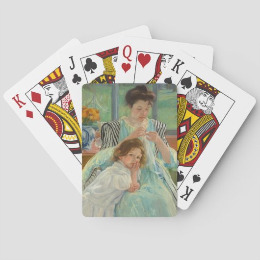 Jonge moeder naaien | Mary Cassatt Pokerkaarten (Achterkant)