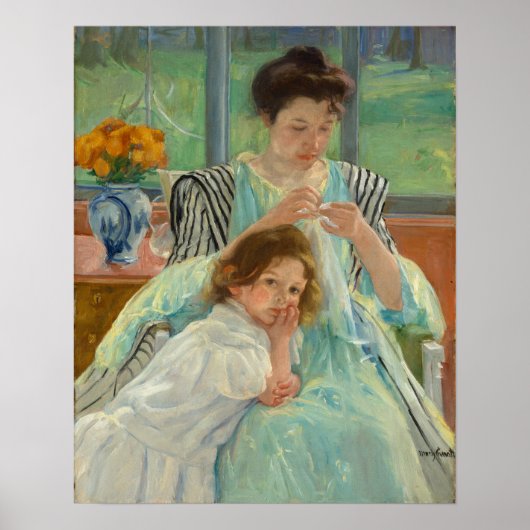 Jonge moeder naaien | Mary Cassatt Poster (Voorkant)