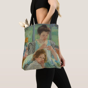 Jonge moeder naaien tote bag