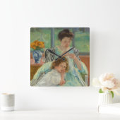 Jonge moeder naaien vierkante klok (Huis)