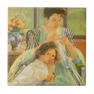 Jonge moeder naaiend door Mary Cassatt, Vintage Ku Tegeltje