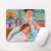 Jonge moeder naaiend, Mary Cassatt Muismat (Met muis)
