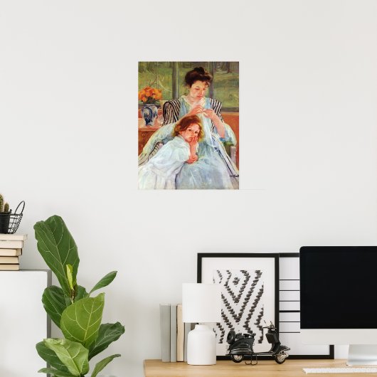 Jonge moeder naait door Mary Stevenson Cassatt Poster (Thuiskantoor)