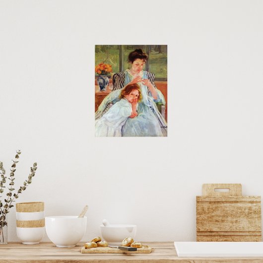 Jonge moeder naait door Mary Stevenson Cassatt Poster (Keuken)