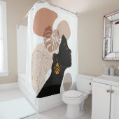 Jonge mooie afrikaanse amerikaanse vrouw BLM Douchegordijn (In situ)