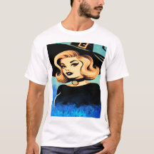 Jonge mooie heks omgeven door blauwe rook