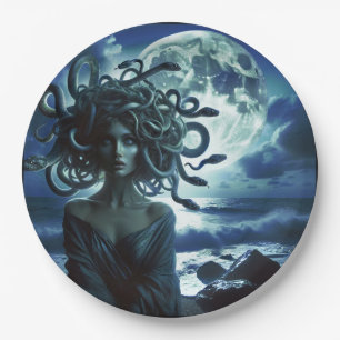 Jonge mooie Medusa bij de Maan & Oceaan Papieren Bordje