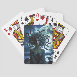 Jonge mooie Medusa bij de Maan & Oceaan Pokerkaarten