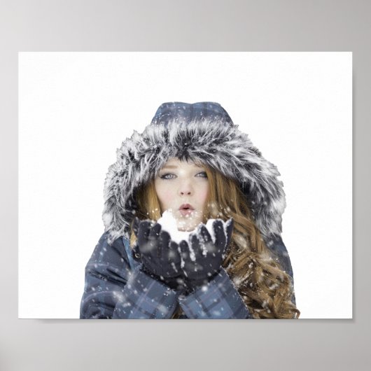 Jonge mooie meid in de winter poster (Voorkant)