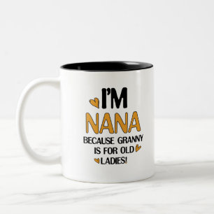 Jonge Nana Graphic Nana Clipart Design Oma Art Tweekleurige Koffiemok
