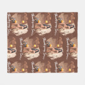 Jonge Native American poseert op een houten muur Fleece Deken (Voorkant (Horizontaal))