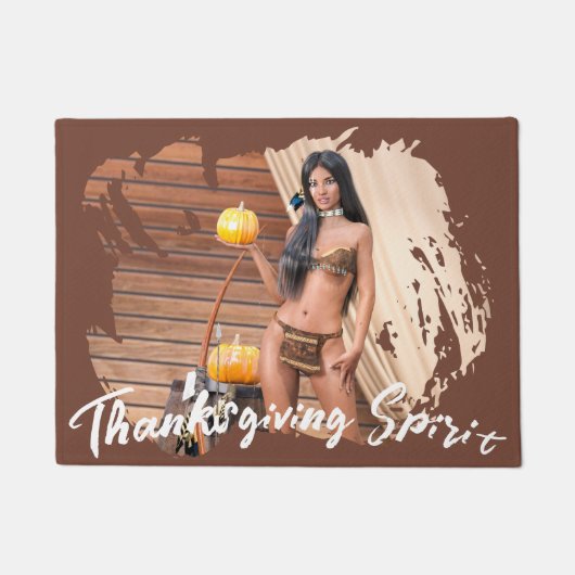 Jonge Native American poseert op houten muur Deurmat (Voorkant)