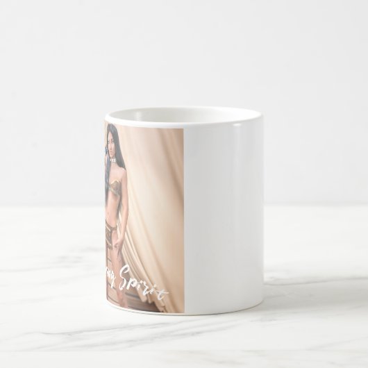 Jonge Native American poseert op houten muur Koffiemok (Center)