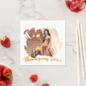 Jonge Native American poseert op houten muur Servet (Insitu)