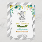 Jonge olifant baby shower-uitnodiging kaart (Voorkant / Achterkant)