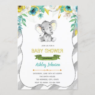 Jonge olifant baby shower-uitnodiging kaart