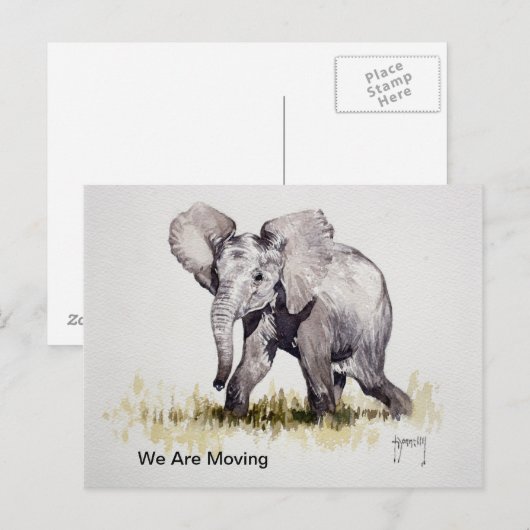 Jonge olifant We verhuizen na de Kaart (Voorkant / Achterkant)